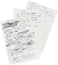 Serge GAINSBOURG / Manuscrit autographe / Ophelie / Rimbaud / Vanessa Paradis