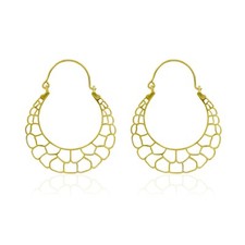 Alvéolaire Motif Houblon Boucles D'Oreilles Main 18k Plaqué Or Laiton Anti