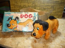 ANCIEN JOUET JAPON TN  NOMURA TOYS CHIEN MECANIQUE TOLE CLE BOITE 1970 YONESAWA