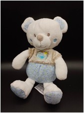 Doudou peluche Ours Beige Bleu