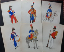 H. Boisselier Lot de 6 Grandes lithographies aquarellées Campagne d'Egypte