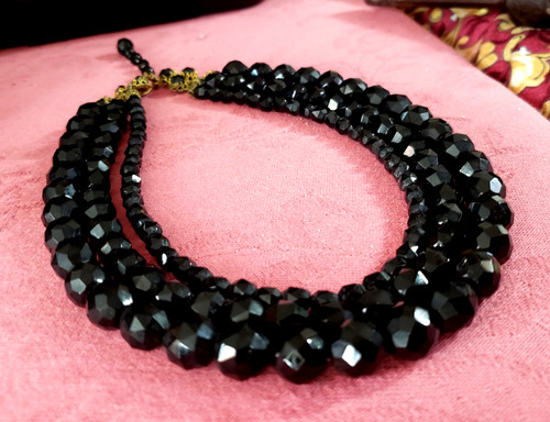 Collier perles verre noir - collier, de