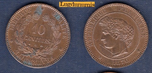 Centimes cérès 1870 a - 10,