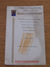 3 avril 1949 ANCIEN MENU REPAS bière croix de Lorraine NANCY Berger-Levrault EST