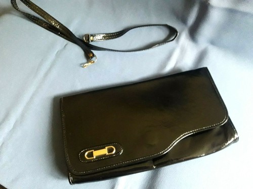 Sac pochette noire cuir - noire, verni