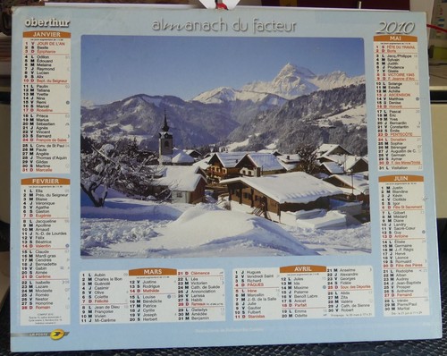 Calendrier des postes 2010