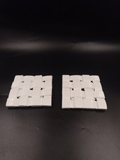 2 Dessous de bouteille sous verre céramique tressée vintage France années 50 60s