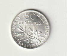 Monnaie,50 Centimes Semeuse-1915-Argent -état FDC