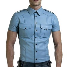 Hommes Cuir Chemise Manche
