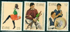 Ireland 1980  Folk Dance  Tin Whistle  Bodhrán     MNH    3 values MNH
