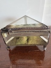 Ancienne Boîte à Bijoux à Verres Biseautés et laiton , Napoléon III A Restaurer