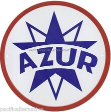 Plaque AZUR en METAL tole logo essence desmarais huile voiture car cadre NEUF