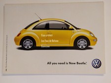 YELLOW NEW BEETLE VW COX JAUNE COCCINELLE carte postale postcard 