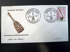 MADAGASCAR  402  PREMIER JOUR FDC     INSTRUMENT MUSIQUE  CITHARE    6F    1965
