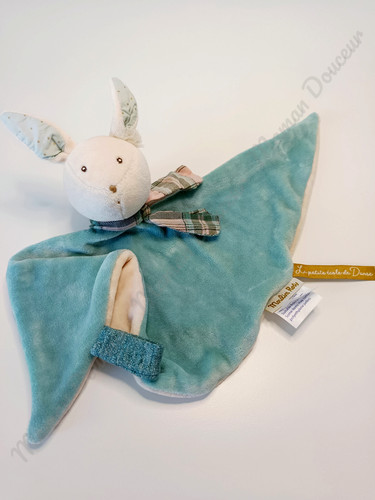 Doudou plat lapin bleu - doudou,