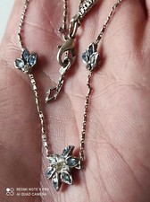 Collier femme SAOYA en métal argenté et pierres bleues