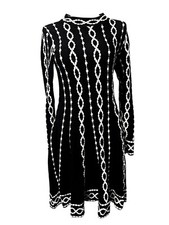 Sublime robe mi longue évasée noire et blanc René Dernhy