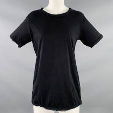 T-Shirt Noir En Coton Soie À