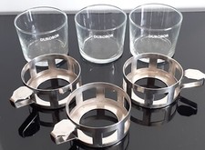 Ensenble de 3 verres / Tasses / sur support en métal argenté / DUROBOR