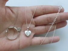 parure neuve argent 925 poinçons coquillage 5,50gr, chaîne fine 46cm tbé