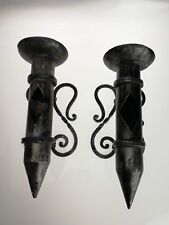 Paire de Porte Torchères , Cierges , Appliques en Fer Forgé Anciennes