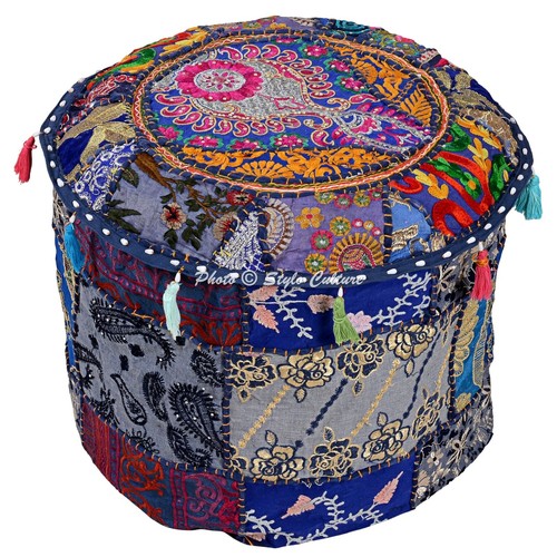 Patchwork round ottoman - in,