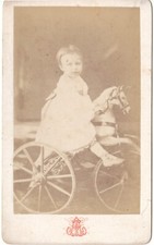 Enfant sur son tricycle cheval Photo CDV Alger Leroux circa 1875 Algérie