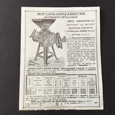 Dépliant Pub Ancien Moulins Concasseurs SIMON Frères Cherbourg Machine Agricole