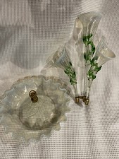 1880' Coupe en Verre Opalescent avec 3 Cornets Napoléon II