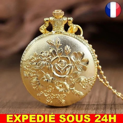 Montre fleur rose poche - montre,