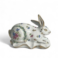 Lapin Haviland Porcelaine de Limoges Décor Floral Figurine Statuette Rabbit