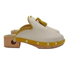 Mule De Femme Beige Avec Rubans Jaunes Et Talon 4,5 CM - GL104 Jaune