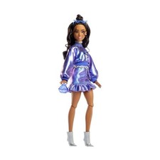 Barbie - Poupée Deluxe Style - Haut et jupe bleu métallisé - Brune - Barbie - JF