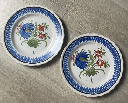 Belle paire assiettes faïence - belle,