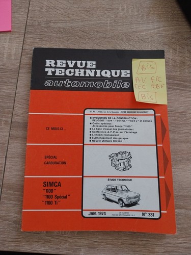 Revue technique simca 1100 - 1100, ti