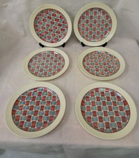 6 Assiettes Plate Faïence HBCM Henri Boulenger Creil Montereau "Yves Géométrique