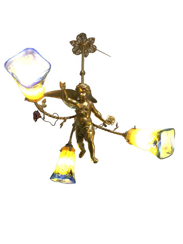 Lustre ange doré - , tulipes
