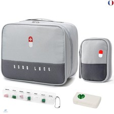 WuGU 2 Pièces Trousse de Secours Vide avec 2 Pcs Pilulier, Étanche Sac de M