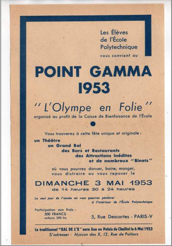 Programme point gamma 1953 - programme,