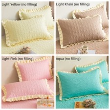 2PCS Ruche Matelassé Housse D'Oreiller Couchage Lit Oreiller Étui Literie Doux