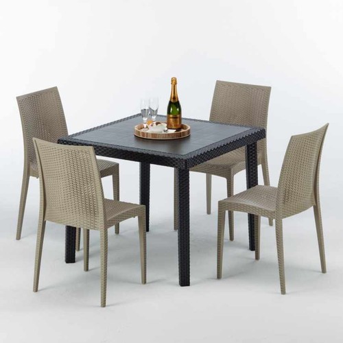Table carrée noire - table, 90x90cm