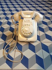 TELEPHONE SIEMENS W49 MURAL-CADRAN BAKELITE BLANC-DESIGN 50-1950