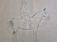 Sérigraphie, Cavalier sur cheval, signée Raoul Dufy (sans certificat) 64 x 48 cm