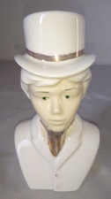 ANCIENNE STATUETTE FEMME AVEC CHAPEAU TUYAU POELE EN PORCELAINE debut 1900