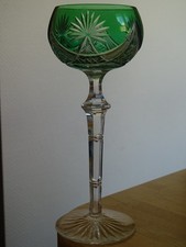 1 ANCIEN VERRE A VIN ROEMER CRISTAL DOUBLER COLORER VERT ht 19,5 cm 1920