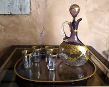 Service liqueur cristal violet émaillé or XIX ème Saint louis Baccarat Legras 