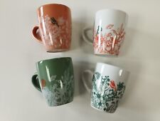Linvosges Set de 4 Mugs Orange Vert Blanc oiseaux 9.5 cm x 7.5 cm tasse /EBUI