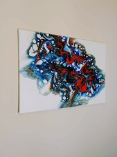 Tableau original acrylique versé abstrait pièce unique