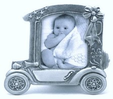 Pewter Car Baby Frame, Car Shape Pewter Baby Frame, Engravable Pewter Baby Frame
