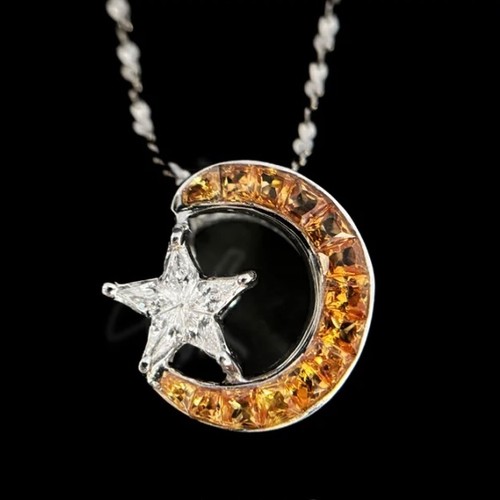 Collier saphir orange 18k - orange,